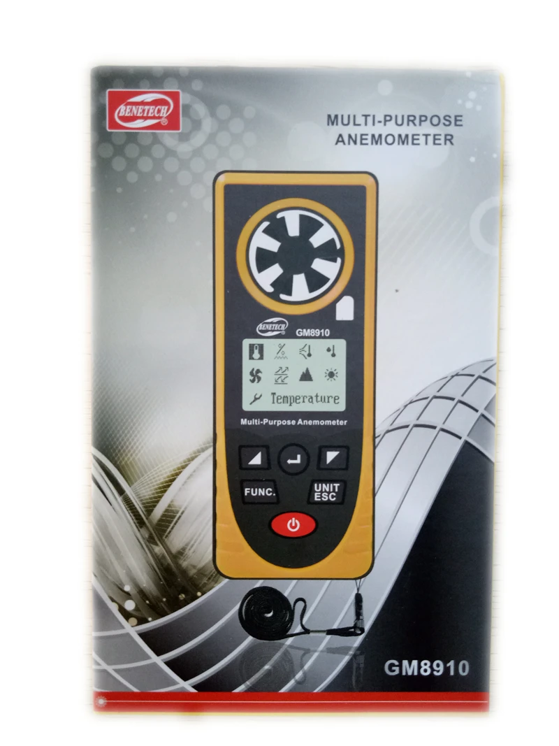 Anémomètre numérique LCD 8 en 1, pression barométrique, humidité, Altitude, éclairage, température, refroidissement du vent, Point de rosée, compteur de vitesse du vent