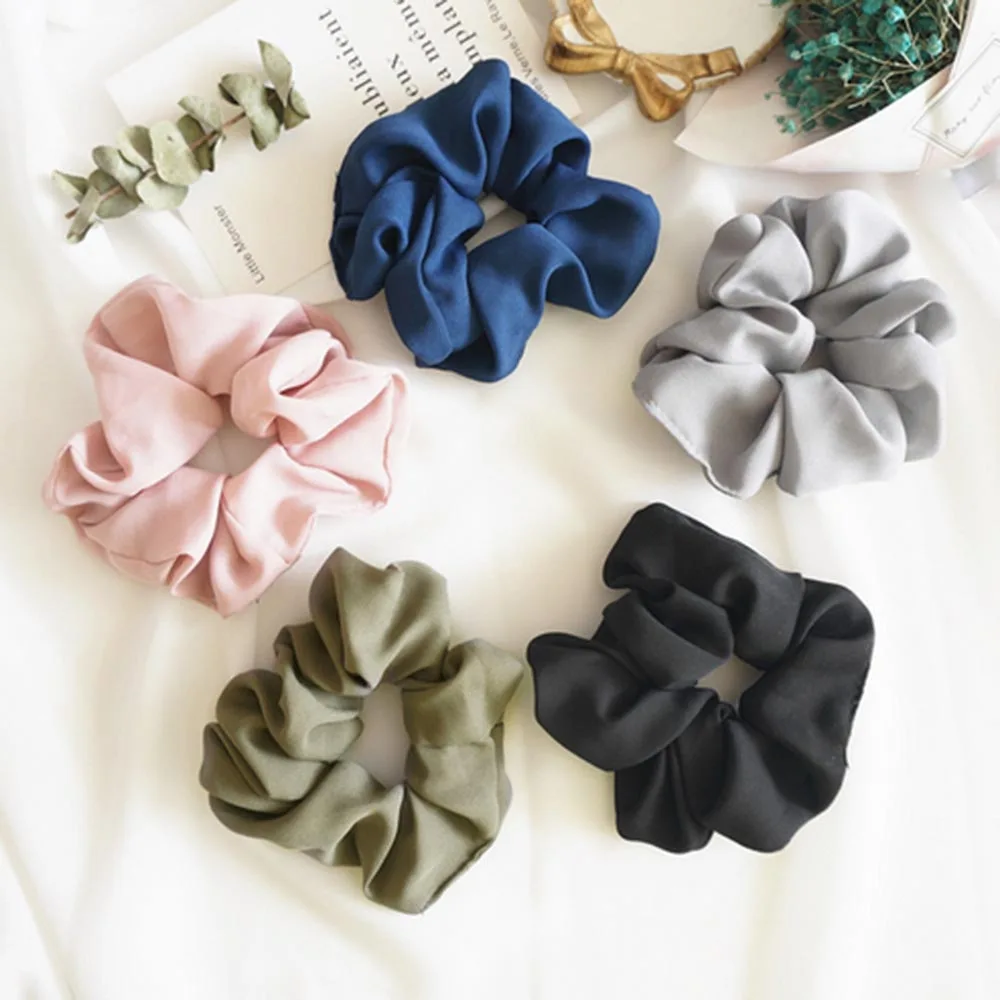 Women/'s Rubber Hairband Elastic Hair Rope Ponytail Holder Pure Color Headwear