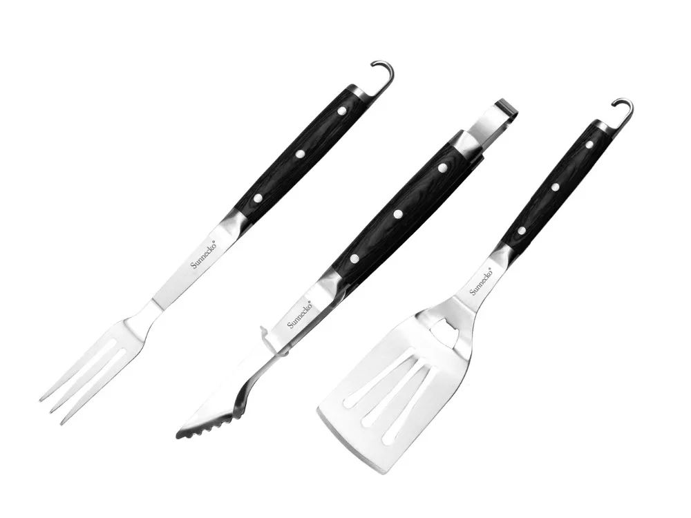 2016 Sunnecko 3PCS BBQ Grilling Tool Set High Duty Stainless Steel