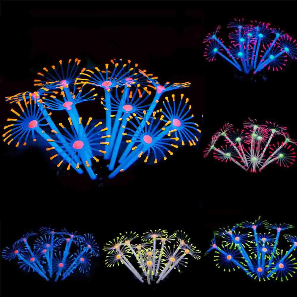 

Glowing Algae for Aquarium Fish Tank Coral Ornament Non-toxic Silicone quarium Decoration Brighten in light environment D20