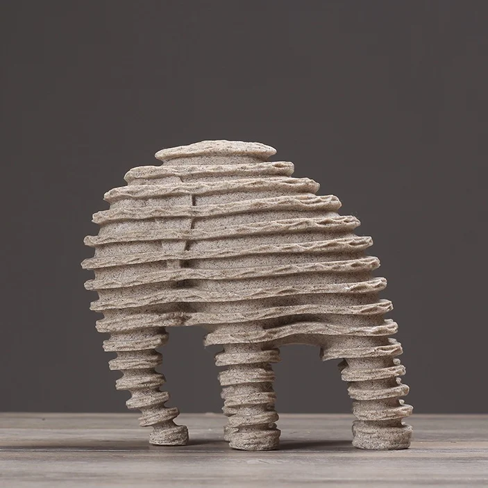 

Modern Abstract Elephant Sculpture Resin Sandstone Elephant Statue Ice Age Animal Fossil Art Craft Decor Ornament Accessories