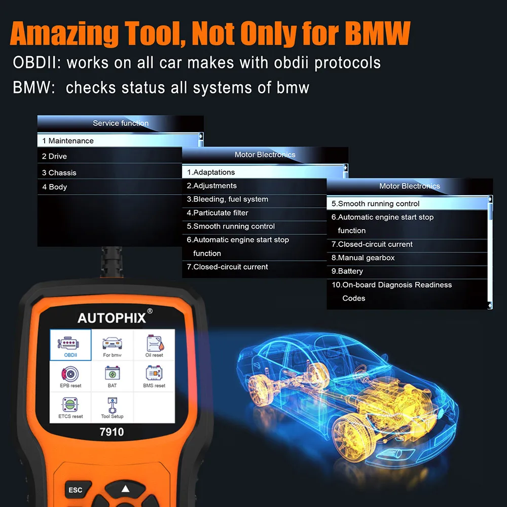 Autophix 7910 OBD2 OBDII Scanner Full System Diagnostic Tool ABS SRS SAS EPB TPMS Oil Reset OBD 2 Automotive Scanner For BMW E90