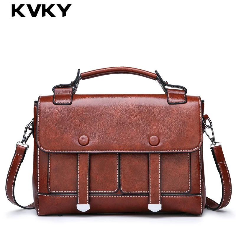 

KVKY Women Bag Solid PU Leather Women Handbags High Quality Female Shoulder Bags Brand Casual Totes Ladies Crossbody Bags Bolsos