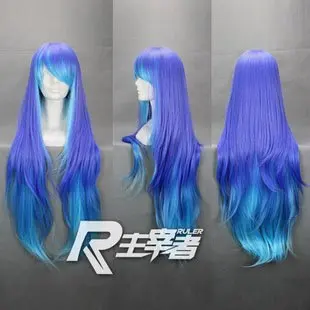 

HOLiC Sukone Tei,90cm fusion blue purple 4 color mix long culy cosplay cos wig,Stock,free shipping