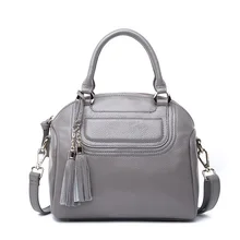 New Arrival High Grade Genuine Cowhide Leather Leisure Women Messenger Bag Tassel Ladies Shoulder Bag Handbag Bolsos