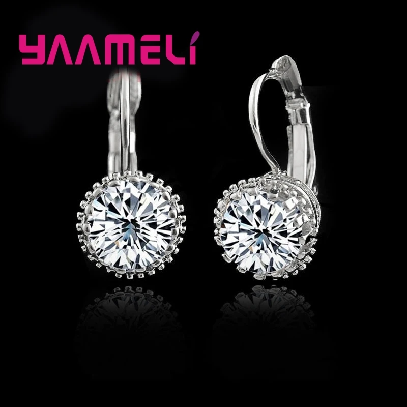 

TOP Quality 925 Sterling Silver Fashion Earrings Shiny 2 Carat CZ Crystal For Lady Best Gift