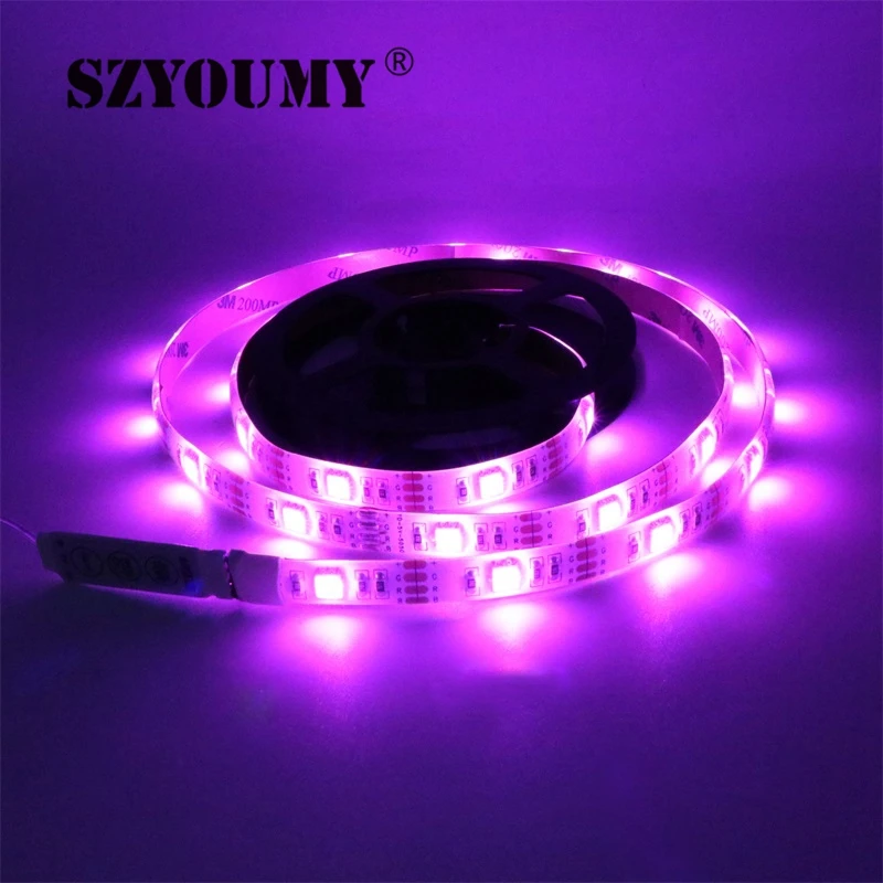 SZYOUMY 100 200 см батарея Светодиодная лента RGB 5050 SMD 30 60 светодиодный s водостойкий гибкий ремешок свет + пульт дистанционного управления +