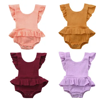 

SZYADEOU Newborn Infant Toddler Baby jumpsuit Summer Romper baby Girls Boys Solid Ruffles meisje clothes Outfits Sets боди L4
