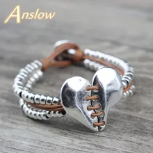 Anslow, высокое качество, модные ювелирные изделия, аксессуары, Винтаж, Сердце, бусины, браслет для женщин, леди, подарок на день рождения, LOW0745LB