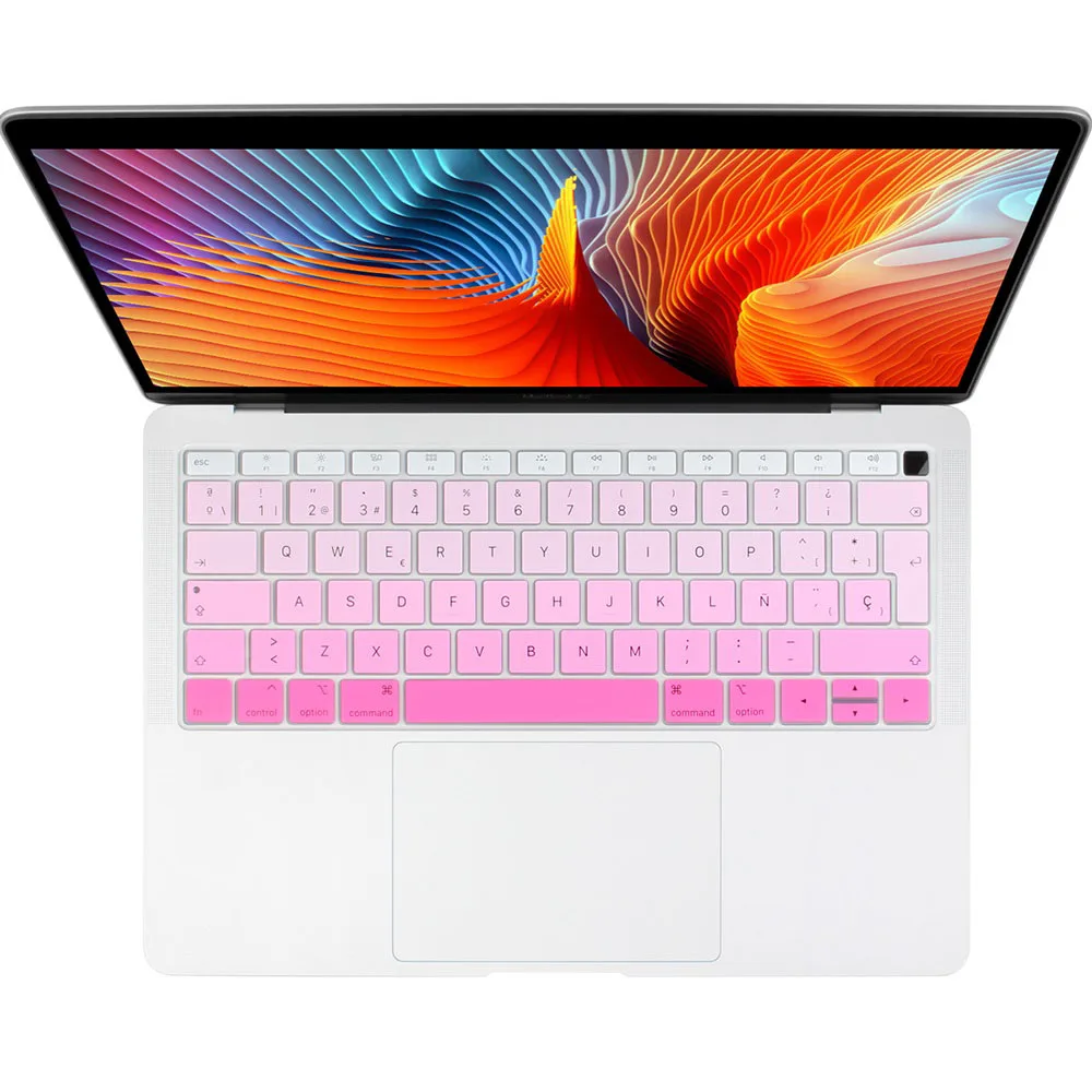ЕС введите испанскую накладка на клавиатуру стикер для Macbook Air 13 с сенсорным ID A1932 тоньше защитная обложка для клавиатуры - Цвет: Gradient pink