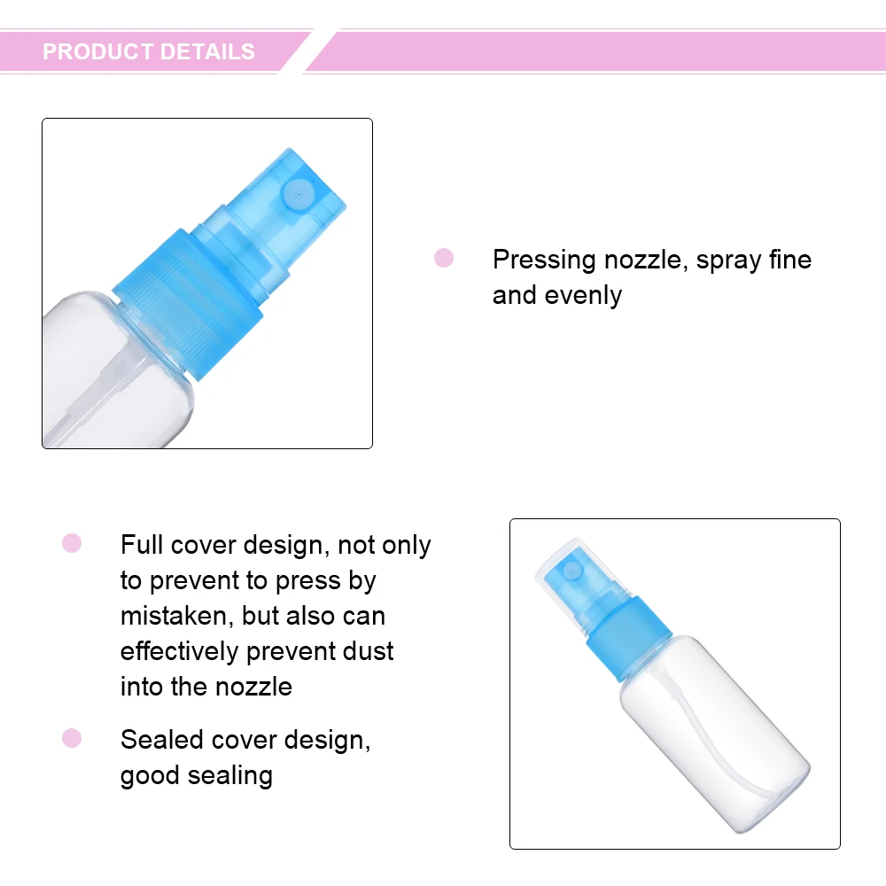 Fulljion 1 шт мини пластиковая прозрачная маленькая пустая бутылка-спрей для макияжа и ухода за кожей многоразового использования случайных цветов для путешествий