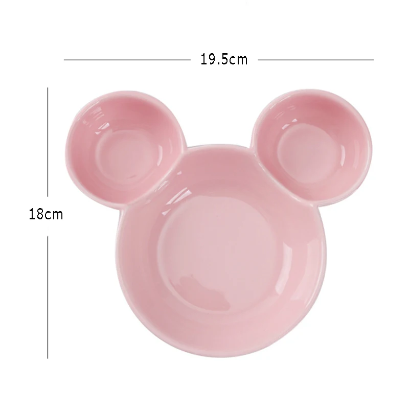 1Pc Cute Ceramic Plate Cartoon Dinner Plate Kids Divided Porcelain Plates Mickey Dishes Snack Fruit Pastry Cake Tray Tableware (3)