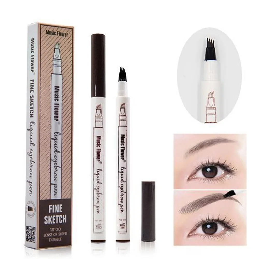 Music Flower Eyebrow Pencil Waterproof Fork Tip Eyebrow