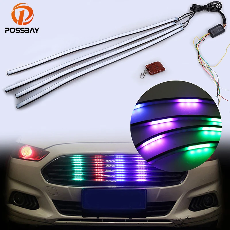 

POSSBAY 62cm Car Flexible LED Strip Lights Front Bumper Grille Light Daytime Running Lamp Decoration Bar With Remote Control