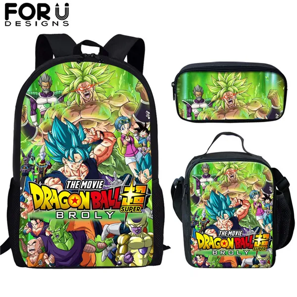 FORUDESIGNS/3 комплекта детский школьный рюкзак Dragon Ball Goku Z Веджета супер сайян принт Детский Рюкзак Школьный для подростков студентов мальчиков - Color: HK3157CGK