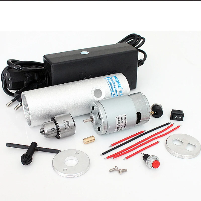 555   aluminum alloy electric drill shell  kit  with point switch  motor micro  model assembly   DIY hand drill  accessories