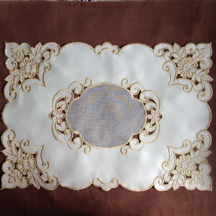 

2pcs/Set Embroidered Doilies Cut Working Place Mat Embroidered Table PadTable Runner 30*50cm