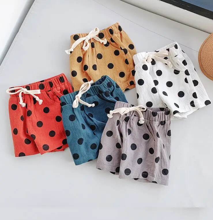 

2019 New Girls Boys Dots Shorts Fashion Summer Cotton Kids Shorts 2-7 Years PT452