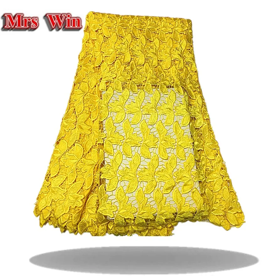 

2018 new monochrome flower cluster transparent mesh embroidery fabric French yellow voile gauze mesh lace fabric 5 yards a lot