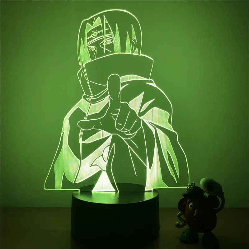 Итачи Учиха из “Наруто” светодиодный ночник фигурку 7 цветов сенсорный Украшение стола световая Оптическая иллюзия модель