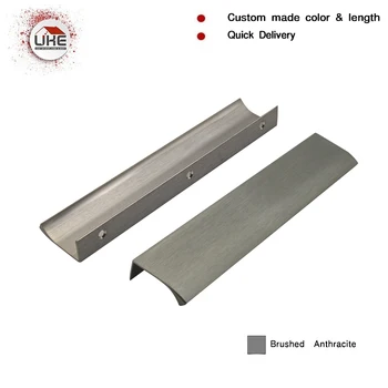

Free Shipping UKE Dresser Door Drawer Handle Brushed Anthracite Edge Cabinet Handles for furniture
