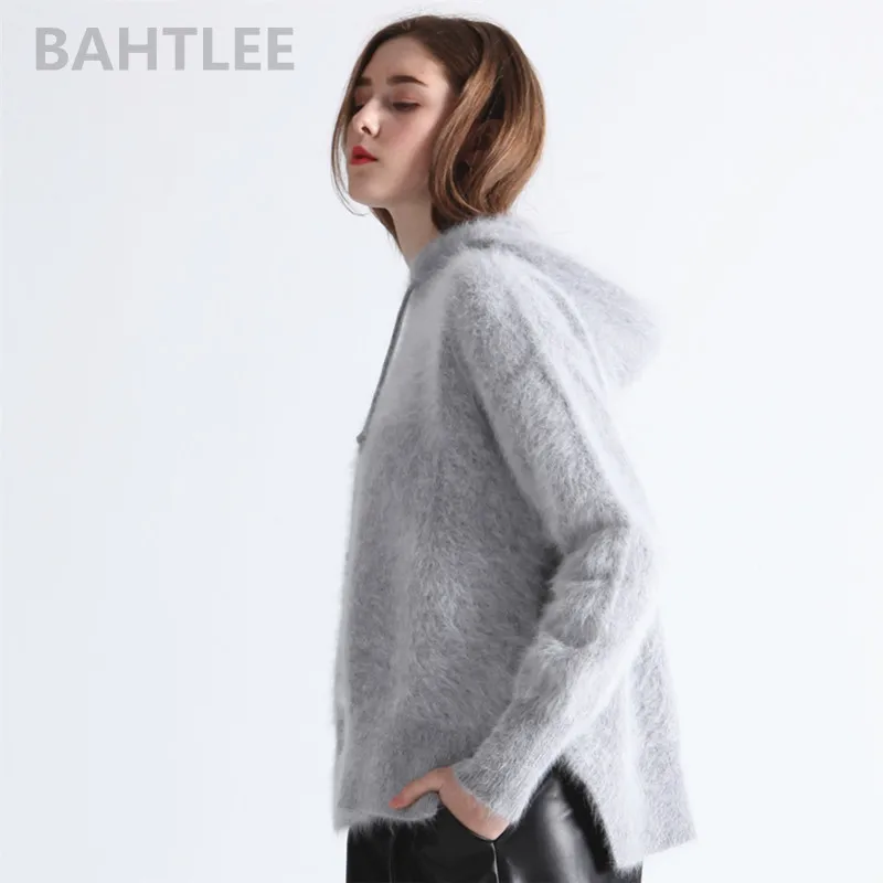 Comprar Bathlee invierno mujer Angora Jersey de punto con tapa Jumpe mangas largas mantener caliente suelta Stye grueso cuatro colores