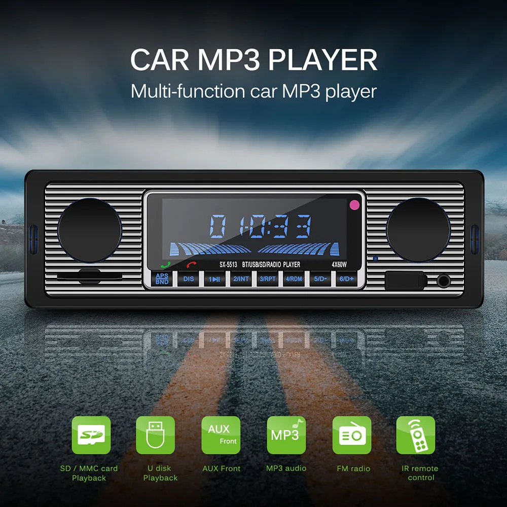 Авторадио Bluetooth автомобильный стерео аудио 1DIN плеер в тире FM MP3 радио плеер с AUX-IN USB DC 12 В с пультом дистанционного управления