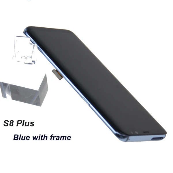 S8 LCD with frame for SAMSUNG Galaxy S8 G950 G950F Display S8 Plus G955 G955F Touch Screen Digitizer+tape - Цвет: S8 Plus Blue Frame