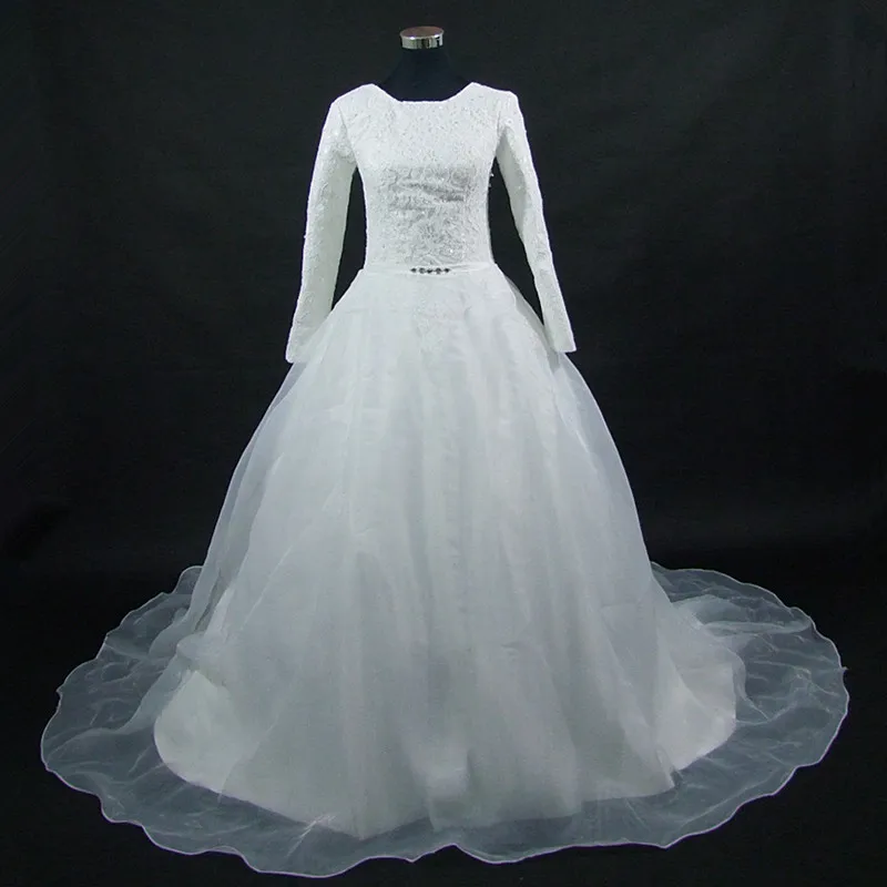 QQ Lover кружевное свадебное платье из органзы с длинными рукавами Vestido De Novia плюс размер свадебное платье