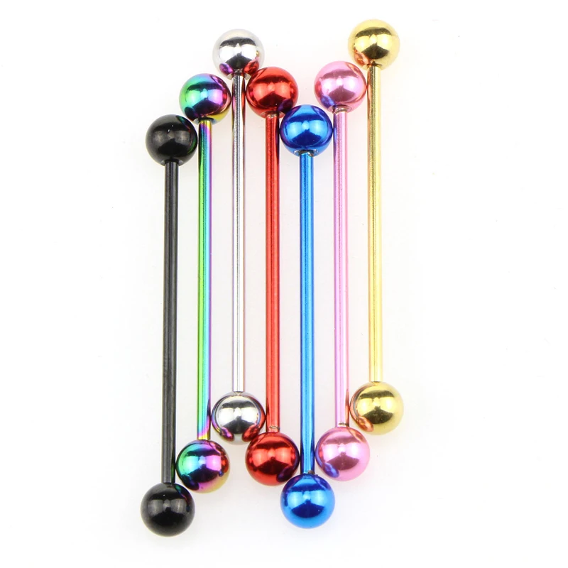 

Fashion 1PCS Long Earring Stainless Steel Industrial Piercing Ear Cartilage Plug Tunnel Jewelry Straight Ear Barbell 7 Color