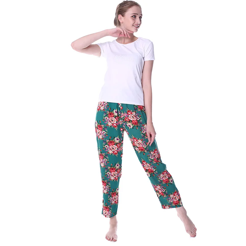 

5 Colors Ladies Sleep Bottoms Cotton Floral Bride Bridesmaid Pajamas Wedding Pants Female Trousers Printed Bathrobe Dressing LP