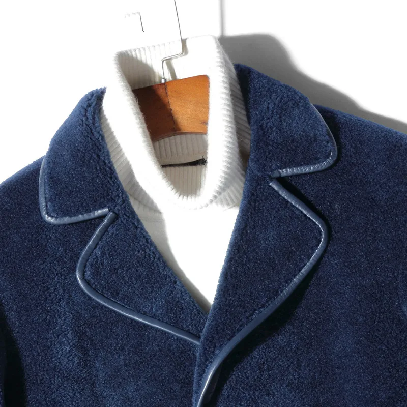 Perfect Real Fur Coat Autumn Winter Jacket Men Sheep Shearling Fur 100% Wool Coats Streetwear Men Blazer Manteau MG-A1800088 MY2037 2