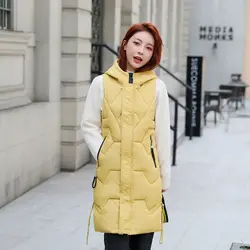 Зимняя куртка женская жилетка тонкая с капюшоном зимняя куртка женская парка mujer moda mujer invierno жилет зимняя куртка для женщин
