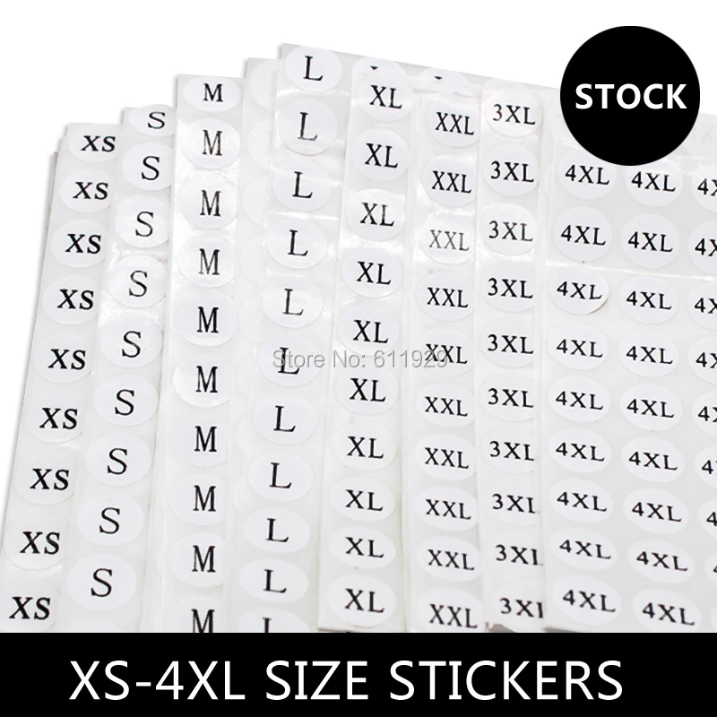 

Stock printed white size label stickers, number tags,Garment size label Round paper size sticker Free shipping 1000 pcs a lot