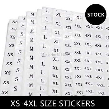 

Stock printed white size label stickers, number tags,Garment size label Round paper size sticker Free shipping 1000 pcs a lot