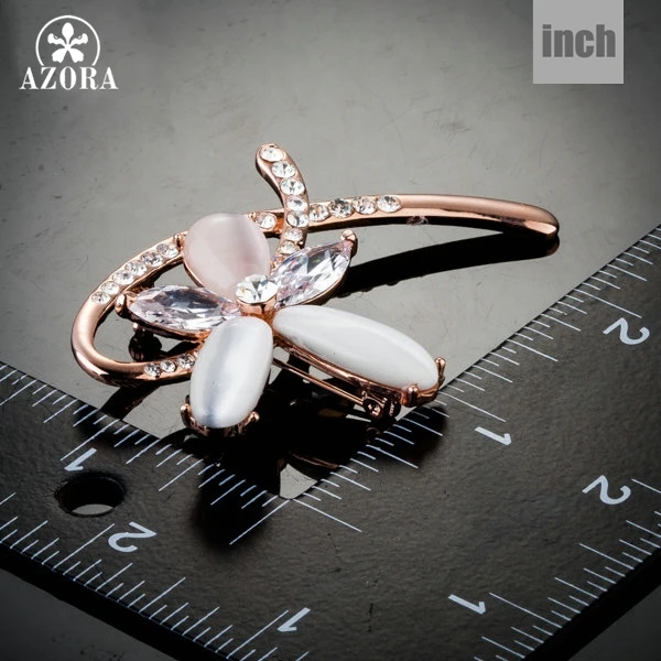 Брошь В Виде Цветка AZORA розовое золото прозрачный Фианит TP0032|pin brooch|flower pin broochflower |