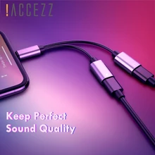 ACCEZZ двойное освещение зарядки адаптер для Iphone X XR XS Max 7 8 Plus телефон зарядное устройство вызова аудио разветвитель AUX кабели разъем