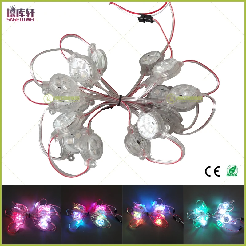 200 шт. DC12V ws2811 /1908 IC 30 мм Диаметр SMD 5050 RGB 3 светодиодный s Точечный светильник D30
