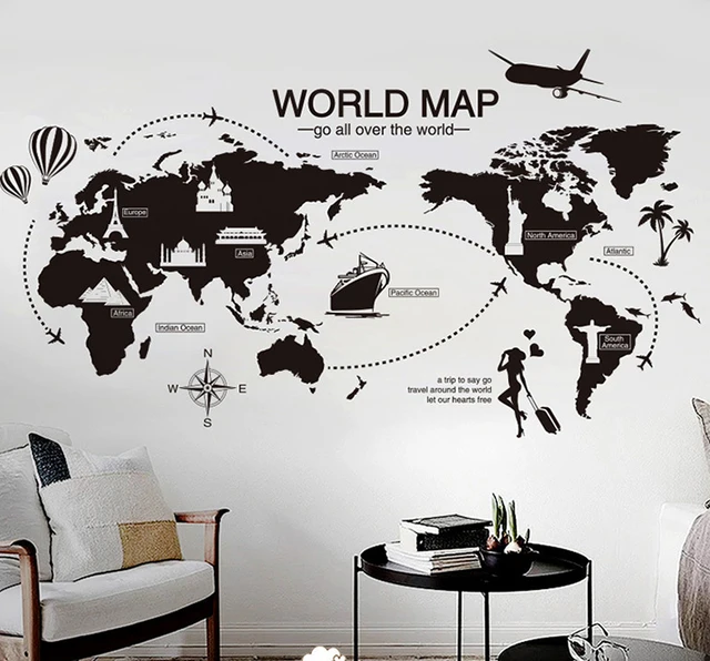 New Creative World Map Large Wall Stickers Home Decor Living Room New Creative World Map Large Wall Stickers Home Decor Living Room Diy Mural Decals Removable Wallpaper