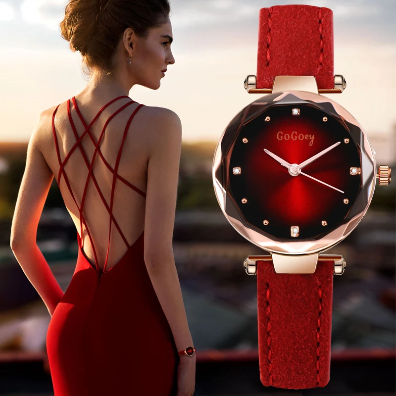 Новые женские часы роскошное платье Relojes Кристалл Gogoey женские элегантные кварцевые наручные часы Mujer из искусственной кожи часы Feminino Relogio