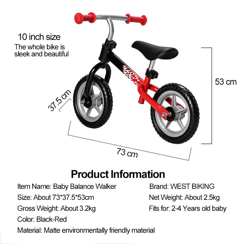 Perfect WEST BIKING Baby Balance Walker 2-4 Years Kids Scooter Two Wheel Balance Bike No Foot Pedal Children Bicycle Portable Baby Walk 3