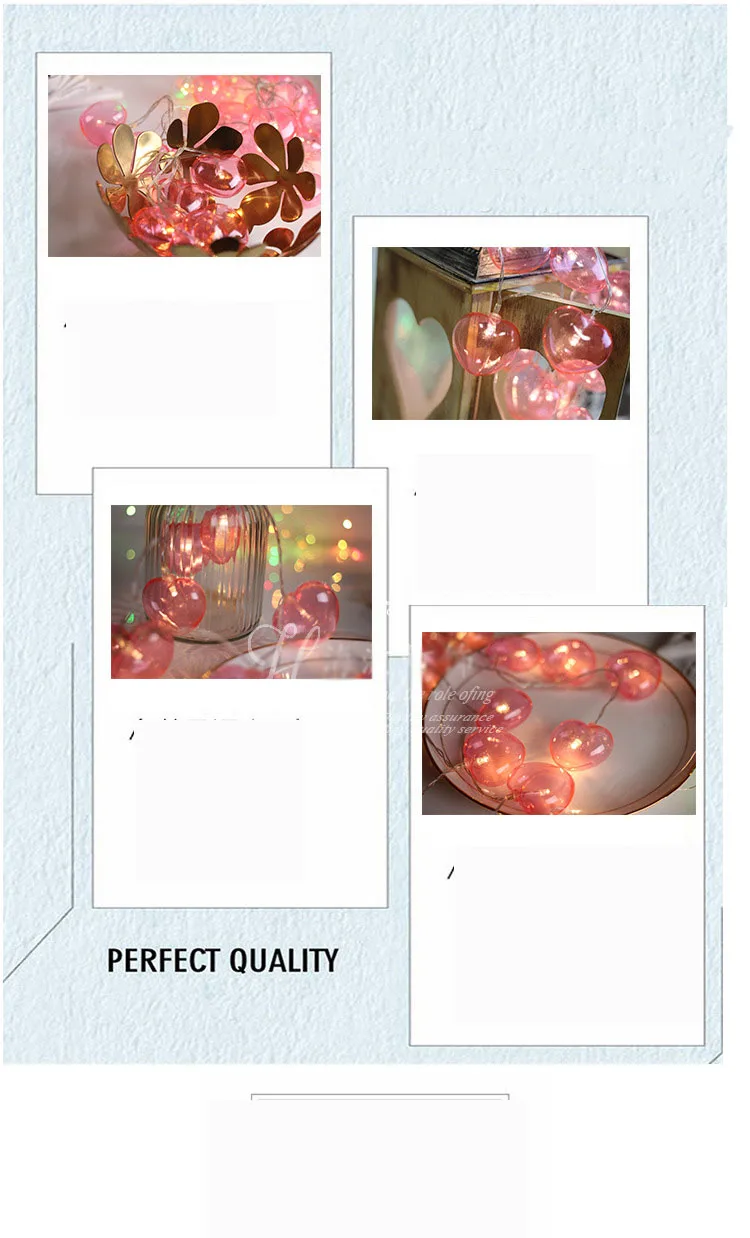 20 Фея Пластик розового цвета в форме сердца Батарея работает огни строки 3 M светодиодный украшения для Рождественский венок Новый год guirlande