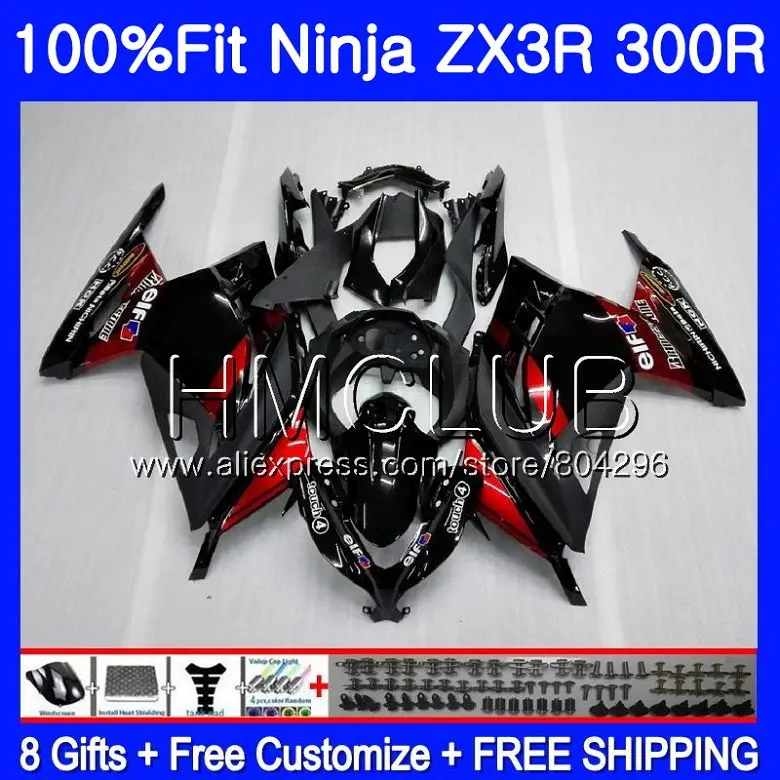 

Injection For KAWASAKI NINJA ZX3R EX 300 ZX 300R 13 14 15 10HM.8 EX300 ZX-300R ZX-3R ZX300R Dark red 2013 2014 2015 Fairing