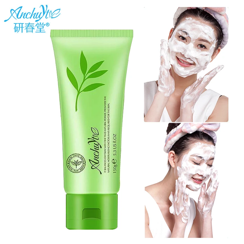 ANCHUYT Plant Pure Green tea Cleansing wash Foam Facial Cleanser Shrink