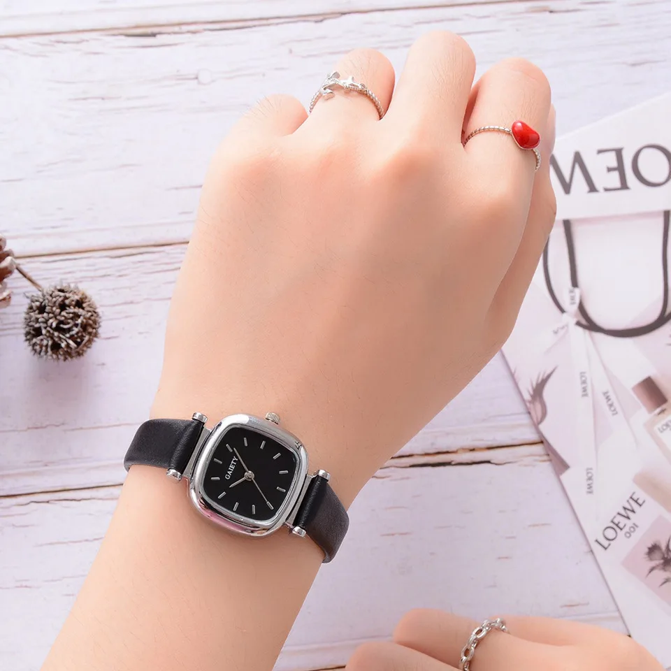 Gaiety, изысканные часы с красным кожаным ремешком, женские модные Роскошные Кварцевые спортивные часы с квадратным простым циферблатом, женское платье, Reloj Mujer