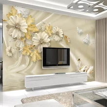 Пользовательские Фото Обои фреска 3D роскошный Европейский Ювелирный Комплект с лебедями цветочная роспись Гостиная фон 3D настенная ткань украшение Фреска