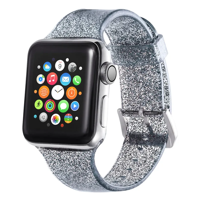 Шикарный ремешок для Apple Watch 5, ремешок 40 мм, 44 мм, iWatch, ремешок 38 мм, 44 мм, силиконовый браслет для часов Apple watch 4, 3, 2, 1, 38, 40 - Цвет ремешка: black