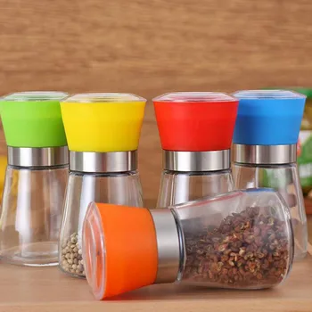 

80pcs Glass Manual Grinder Kitchen Pepper Seasoning Cans Black Sesame Seeds And Ground Cumin Mills Cooking Tool ZA4871