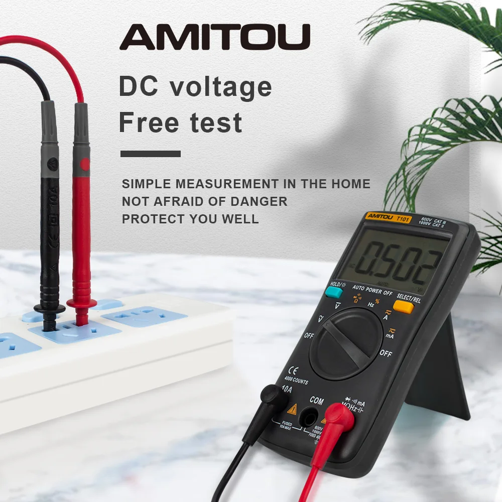 AMITOU T101 черный цифровой мультиметр Подсветка AC/DC Напряжение Ток Сопротивление
