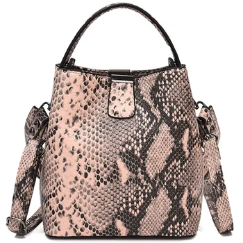 

Classic Snakeskin Fashion Bucket Design Pu Women Casual Totes Bag Crossbody Messenger Bag Ladies Bolsa Handbag Shoulder Bag